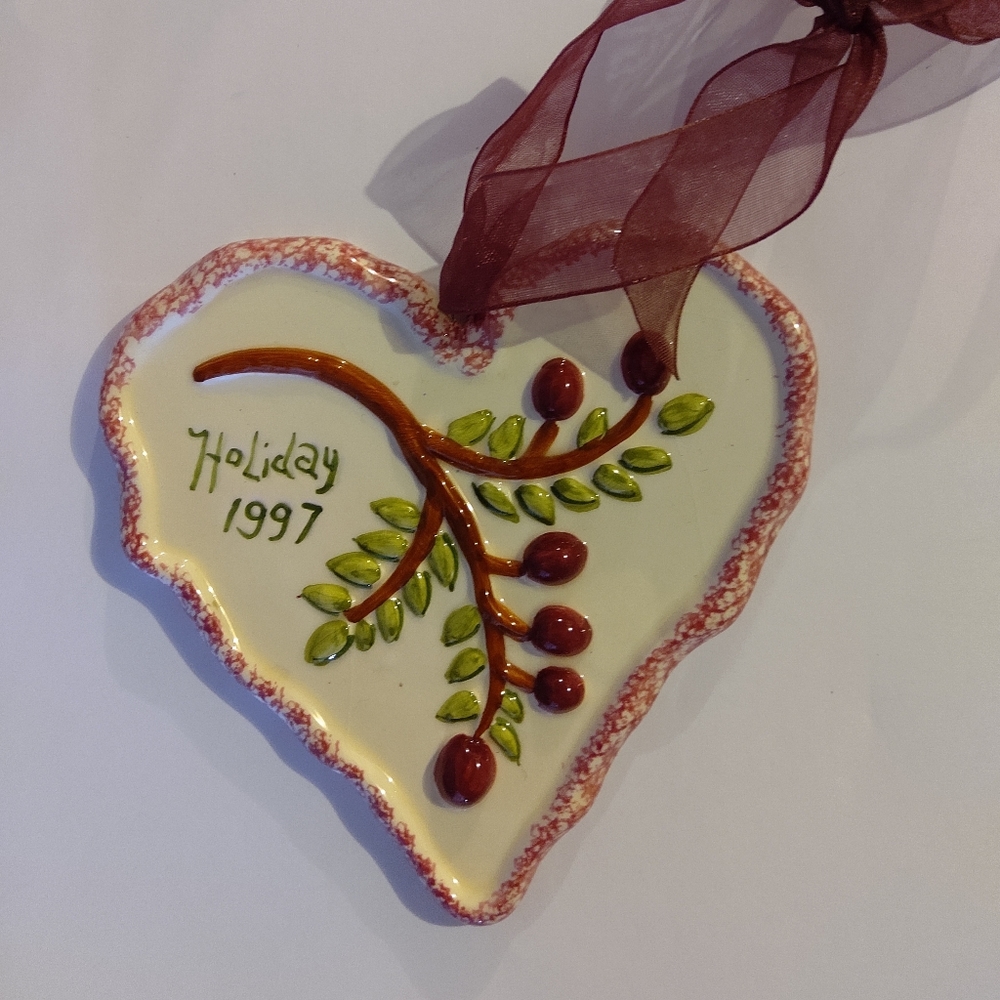 Christmas Ceramic Heart Ornament 1997 Bath and Body Works